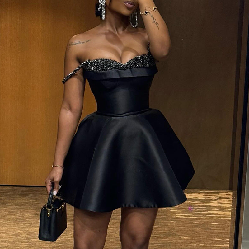 Nouvelle robe bandeau élégante à paillettes