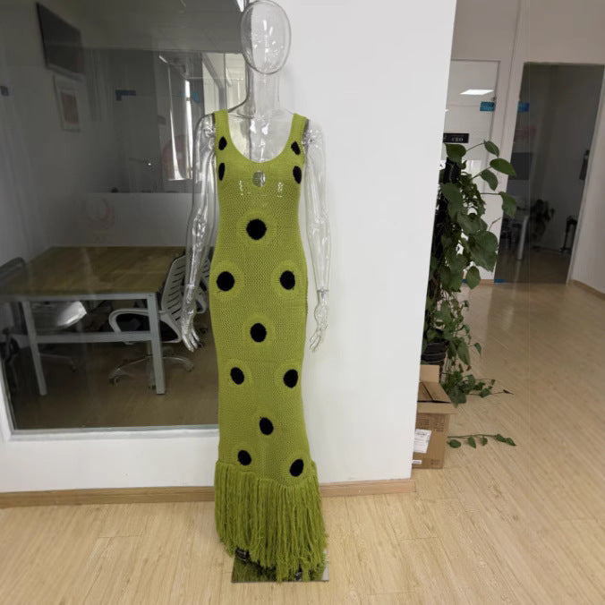 Robe tricotée sans manches style