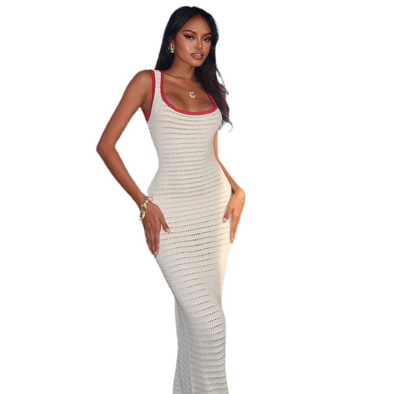 Sexy Backless Lace Up Sleeveless Versatile Knitted Dress