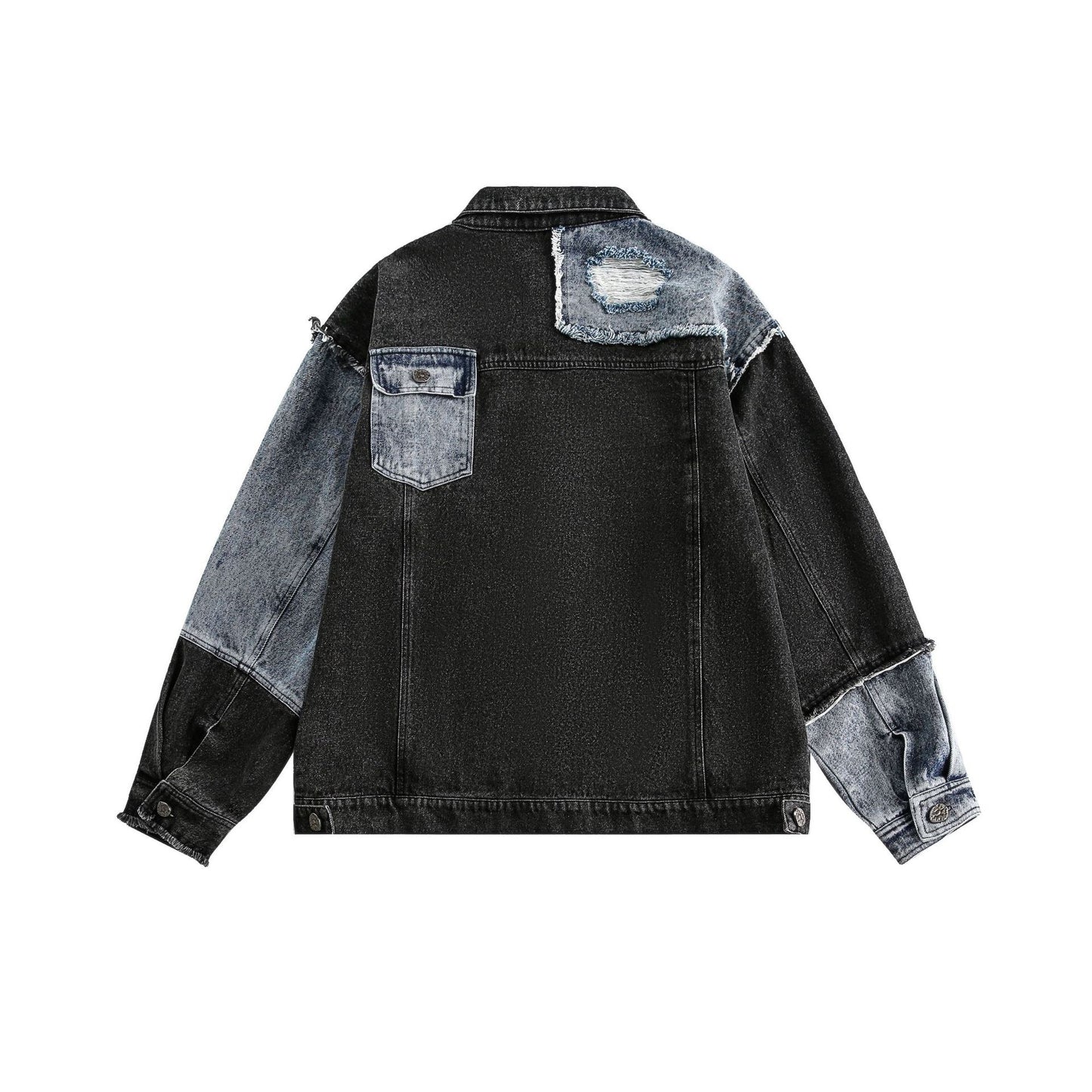 Veste en jean irrégulière à carreaux rétro