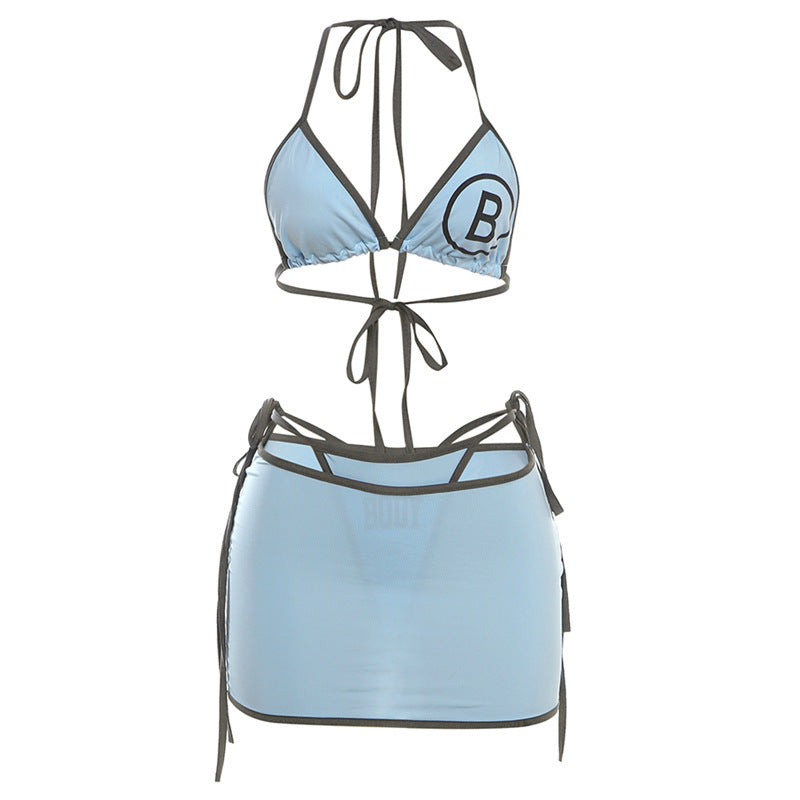 Costume da bagno con gonna a tubino e gilet con stampa floreale