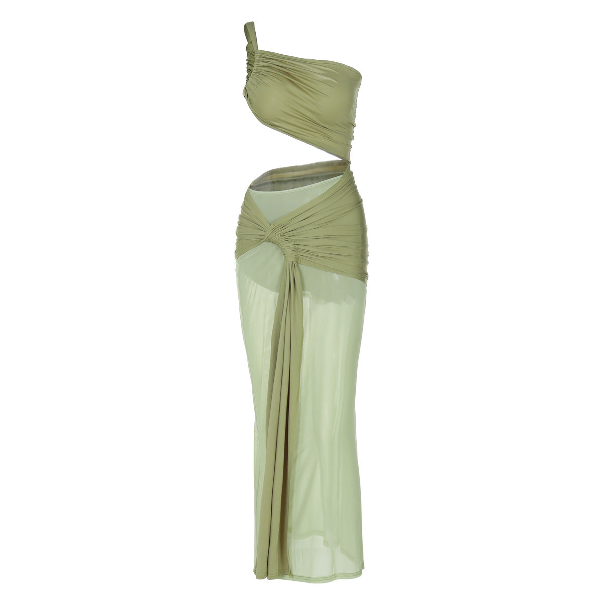 Completo sexy con gonna obliqua aderente e top senza spalline