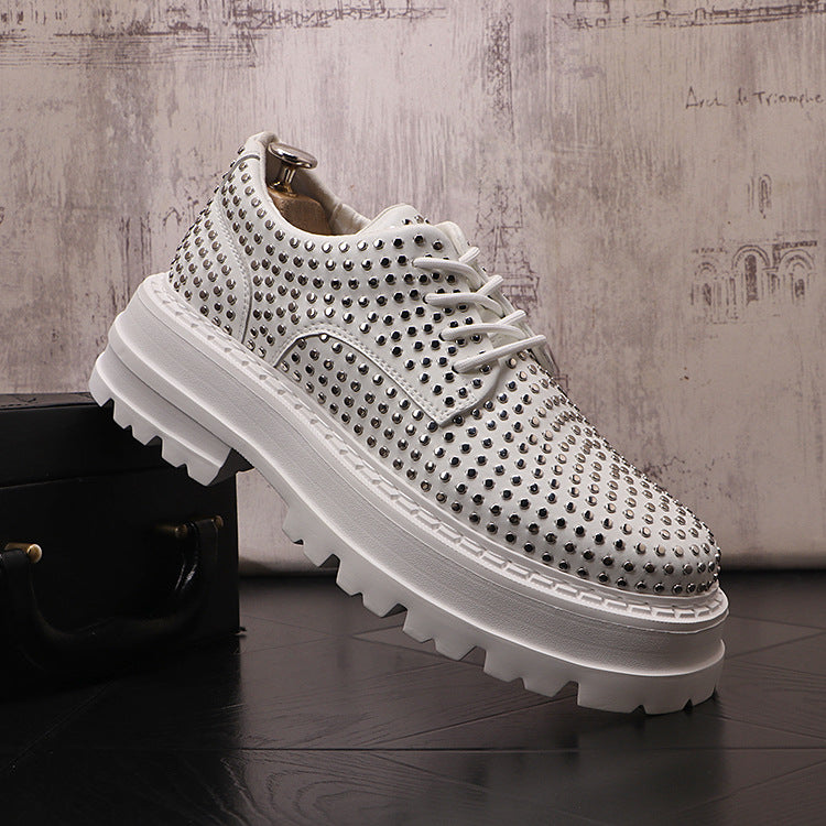 Fashion Design Rivet Leather Shoes Platform Casual Shoes