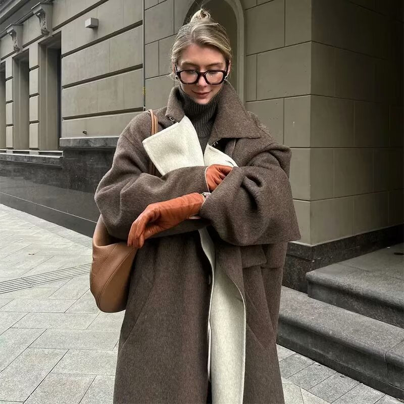 Long Style Temperament Woolen Coat