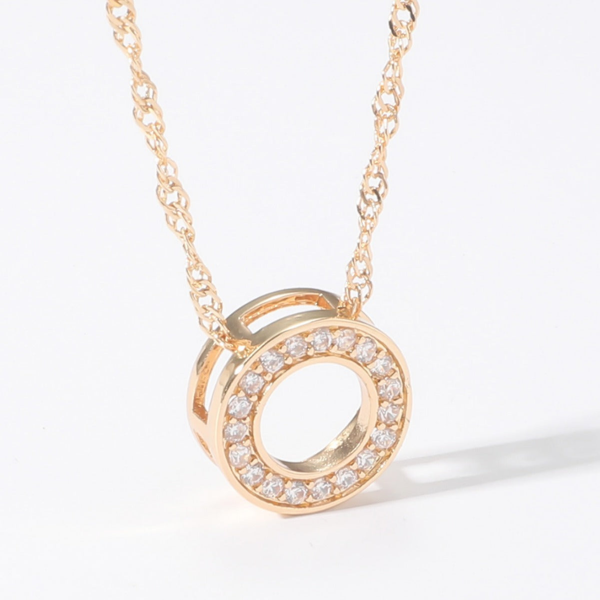 Micro Inlaid Zircon Geometric Ring Necklace