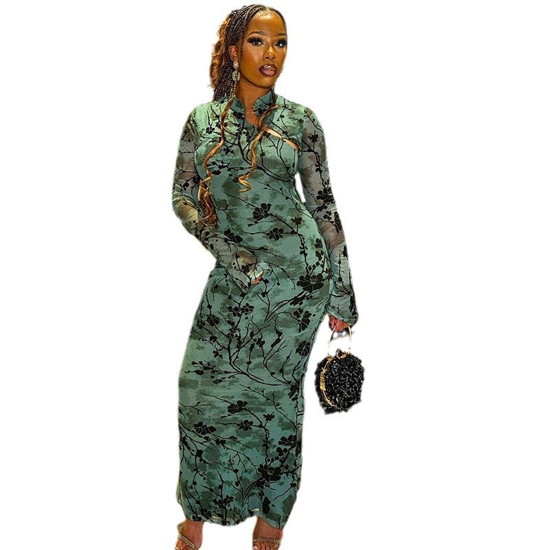 Pull imprimé à manches longues, jupe ajourée à taille moyenne, style urbain, en une seule étape