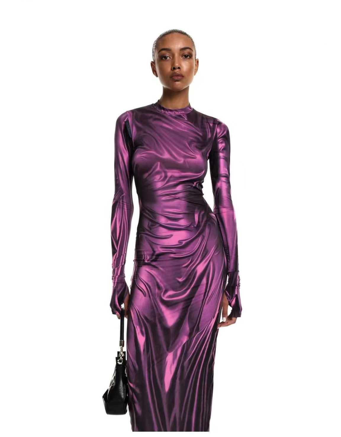 Printed High Waisted Slim Fit Dress