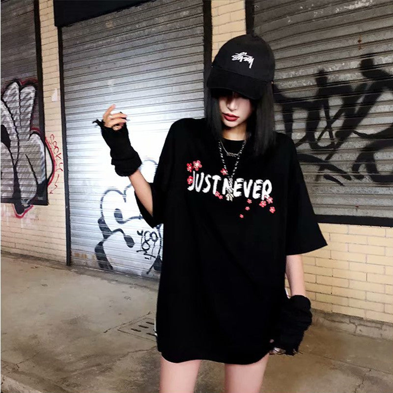 Crane Short-sleeved Male Loose Half-sleeved Hip-hop Hip-hop Ins Couple Wear T-shirt Tide Brand Top