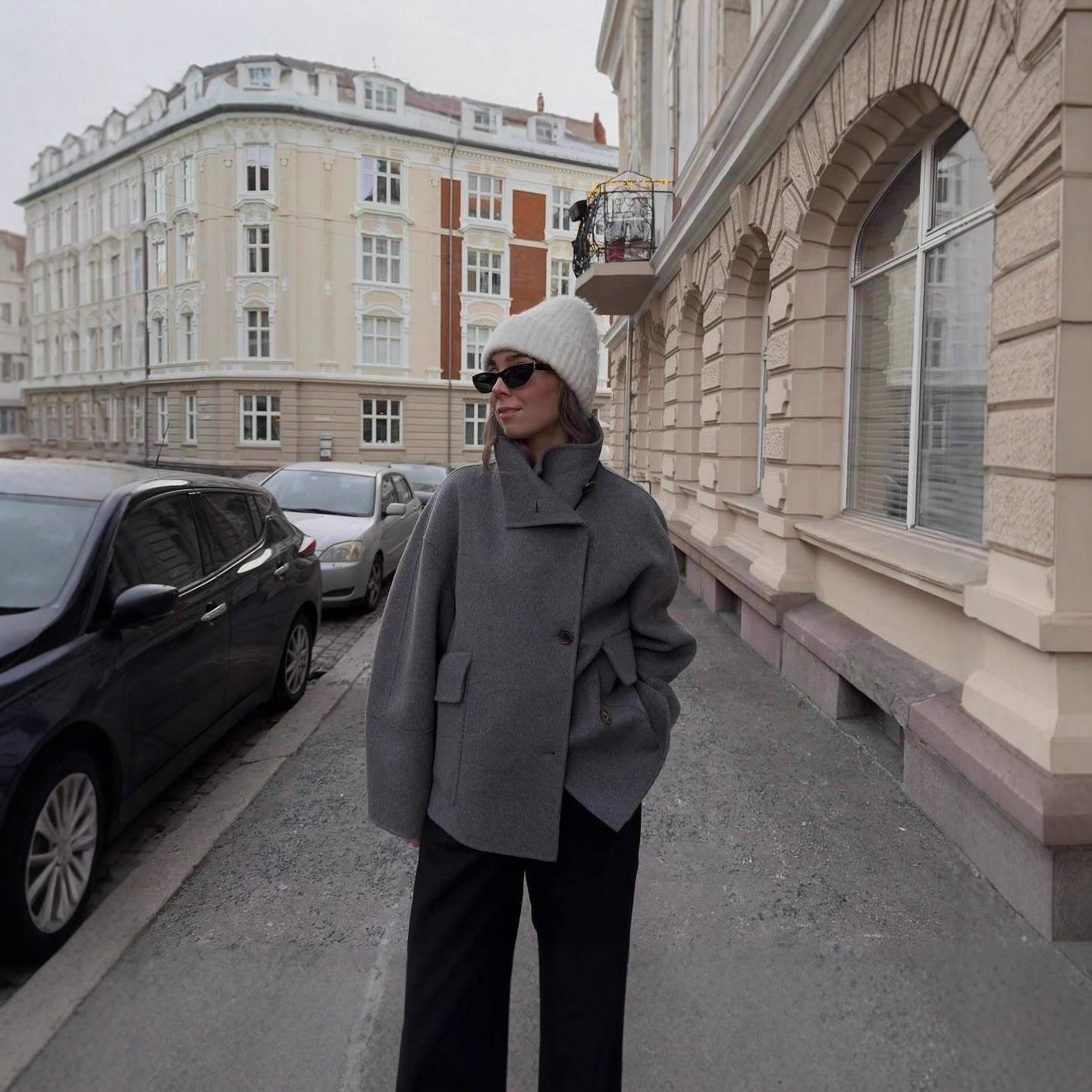 Pocket Casual Single-breasted Coat Solid Color