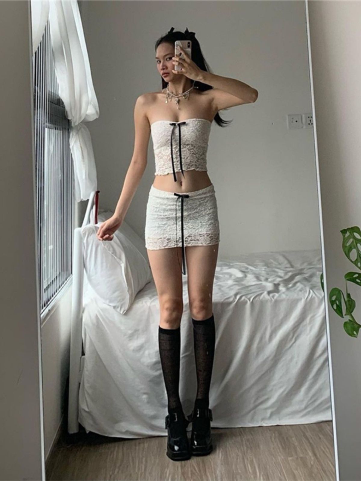 Womens Versatile Tube Top And Skirt Two-piece Set