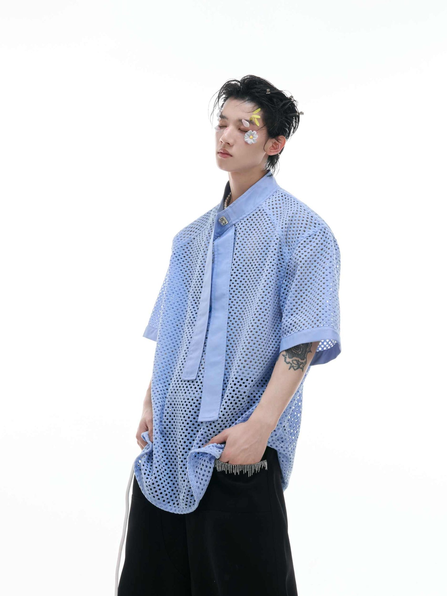 Tie Stitching Simple Advanced Loose Cold Men's T-shirt
