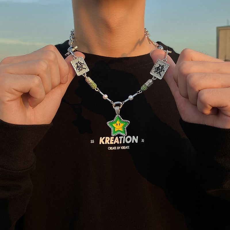 Hip Hop Couple Lucky Star  Fortune Necklace