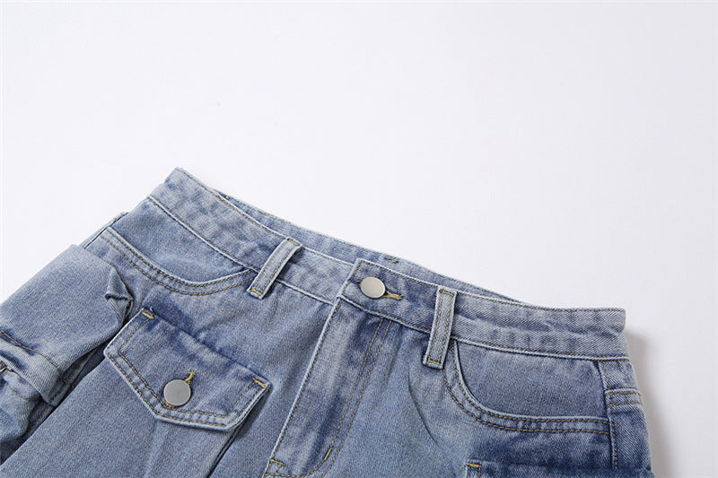 Jupe décontractée multi-poches en coton, coupe ajustée et personnalisée