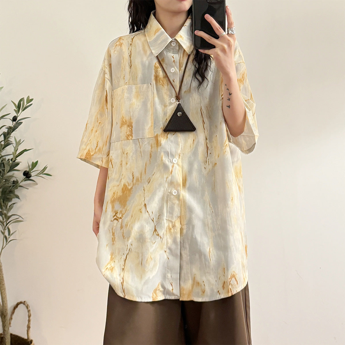 Chemise tie-dye Design Sense Niche à manches courtes