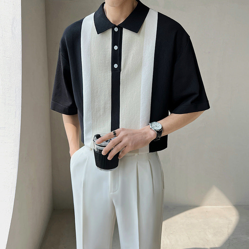 Polo à manches courtes en tricot ample décontracté urbain
