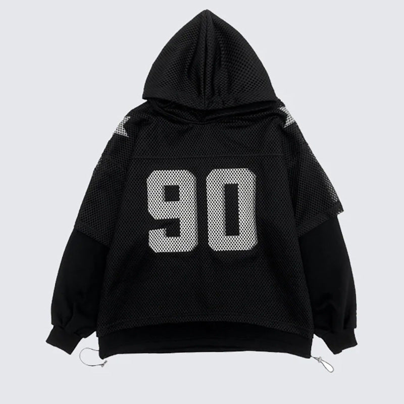 Loose Mesh Digital Sports Casual Top