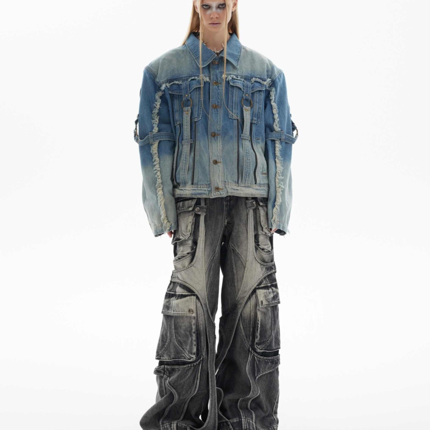 Design Sense Denim Coat Gradient Washing