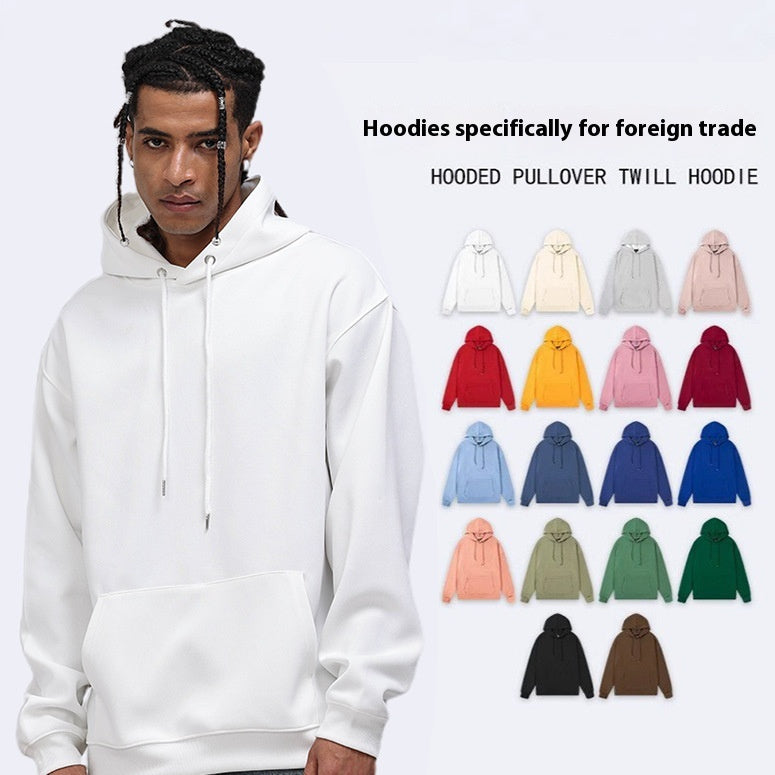 Spring And Autumn Drop Shoulder Loose Solid Color Hooded Sweater For Men And Women