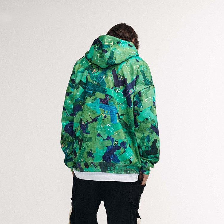 Maglione con cappuccio largo imbottito in velluto