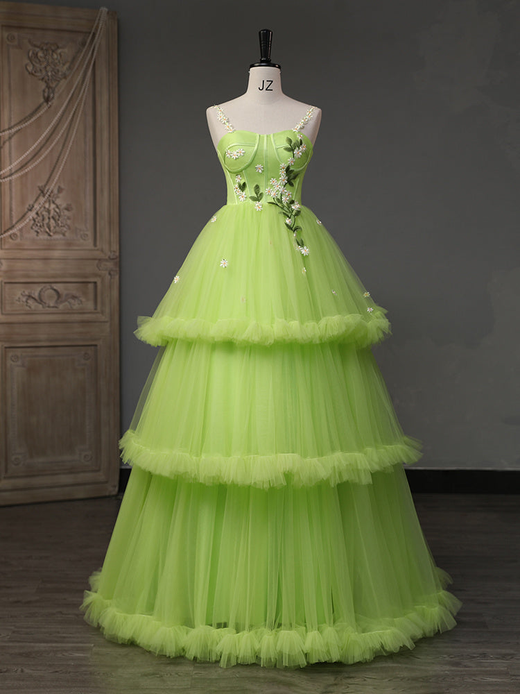 Robe de soirée duveteuse de la série Green Forest, nouveau style