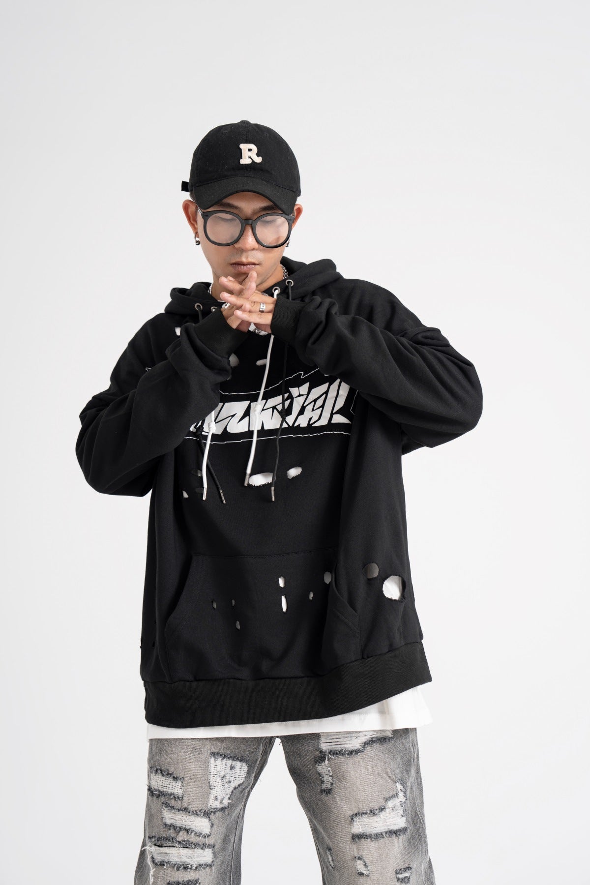 Pull à capuche ample style hip-hop américain