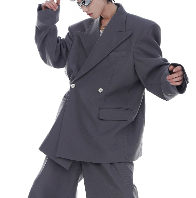 Veste de costume Niche Advanced Twill à épaulettes rembourrées, coupe ample et drapée.