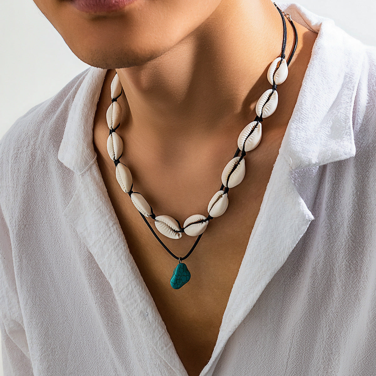 Shell Irregular Turquoise Necklace For Men Clavicle Chain Jewelry