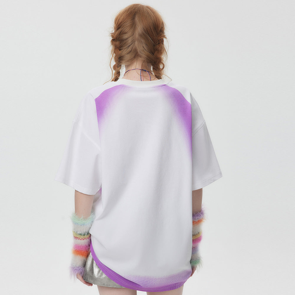 Color Matching Printed Short-sleeved T-shirt