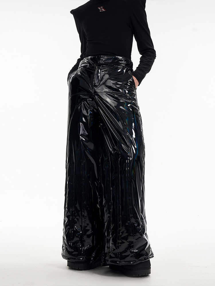 Pantaloni casual in cotone con profilo lucido, pantaloni invernali imbottiti in cotone da uomo