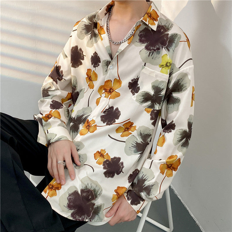 Loose Trend Retro Long-sleeved Floral Shirt