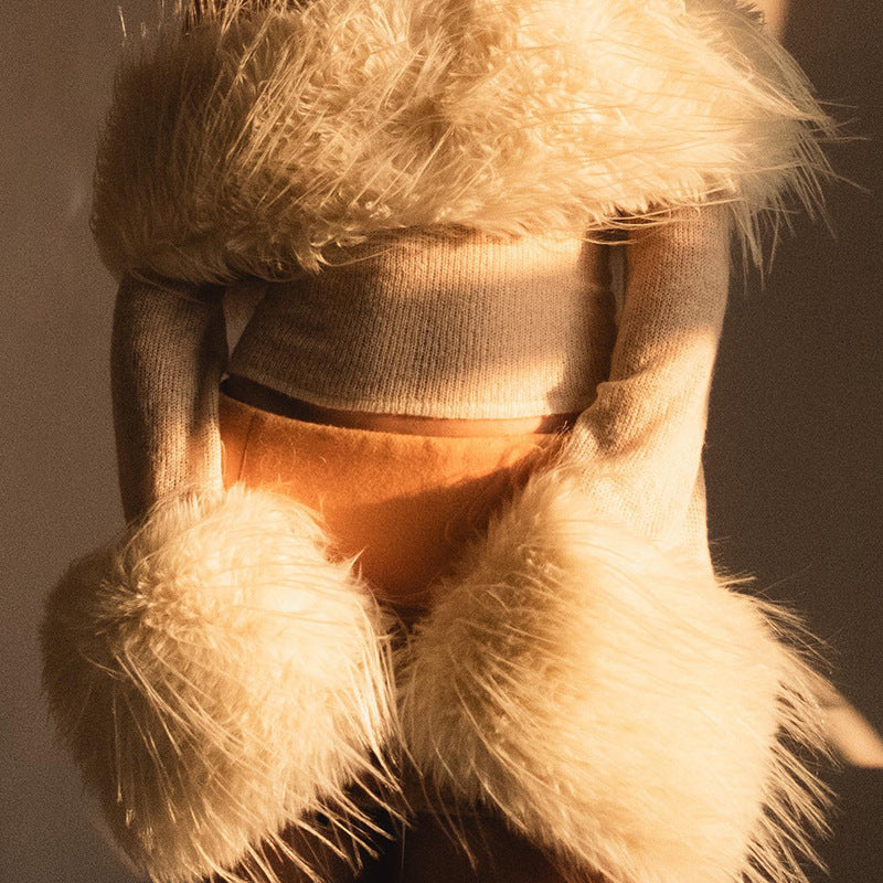 Off-shoulder Stitching Long Sleeve Short Top