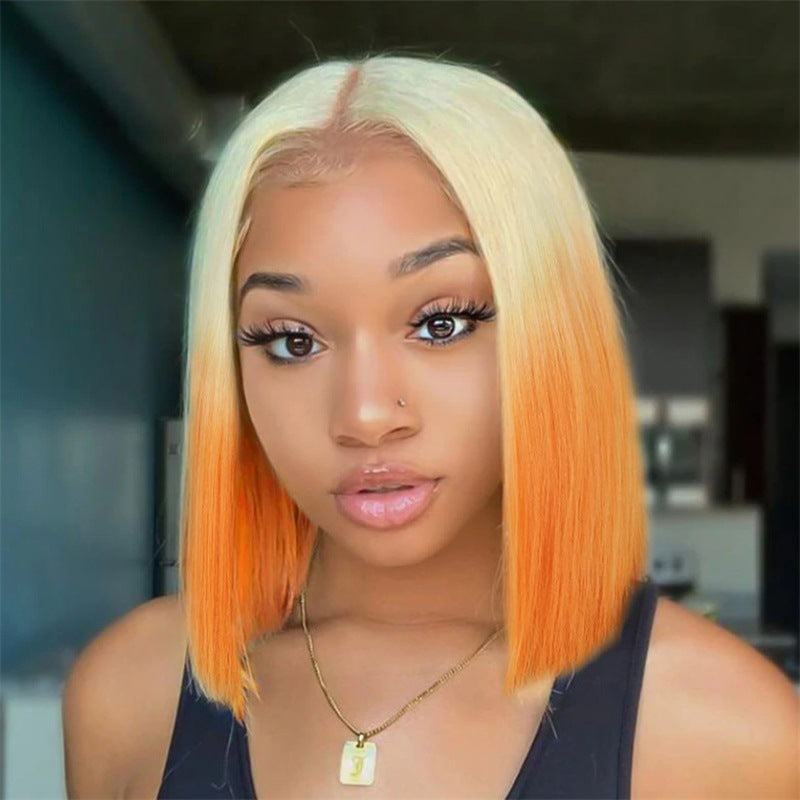 New Gradient Medium Short Straight Hair Bob Wig