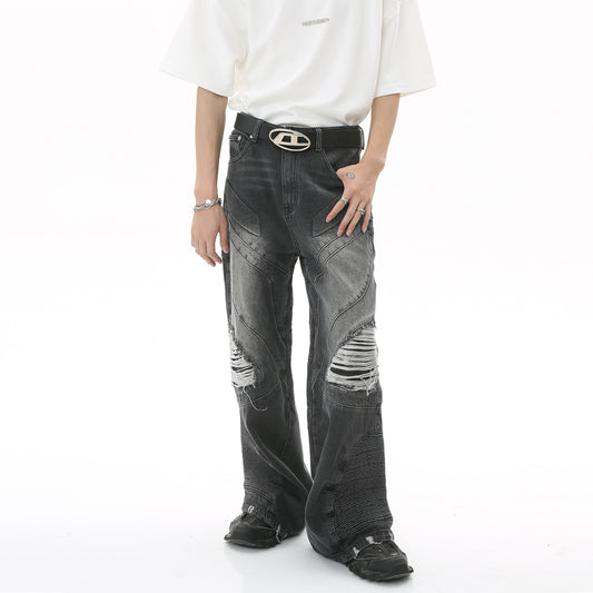 New Style Loose Straight Wide Leg Mopping Hip Hop Denim Pants