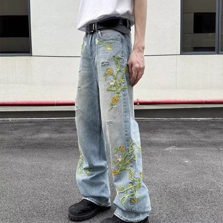 High Street Casual Pants Loose Draping Effect Wide Leg Pants Fashion