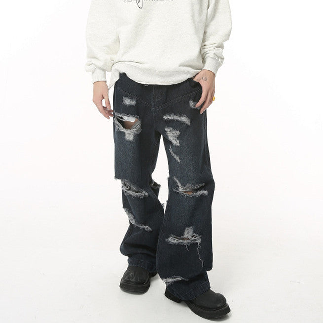 Summer Retro Loose Hole High Street Hip Hop Jeans