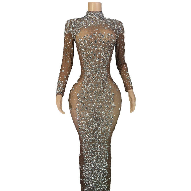 Rhinestone Dress Tight Ball Gown