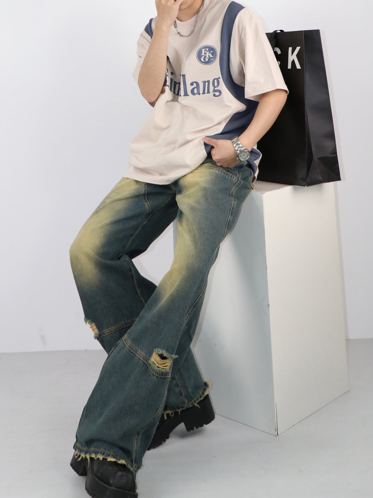 Jeans américains rétro décontractés et amples pour hommes et femmes