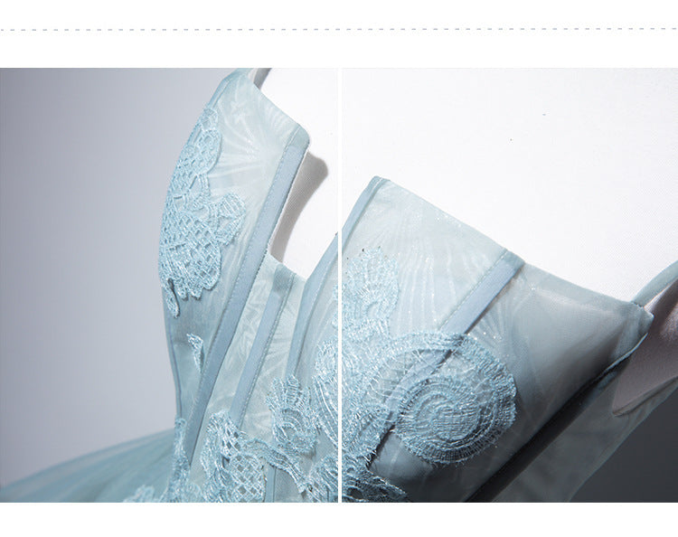 Grey Green Suspender Bra Evening Dress