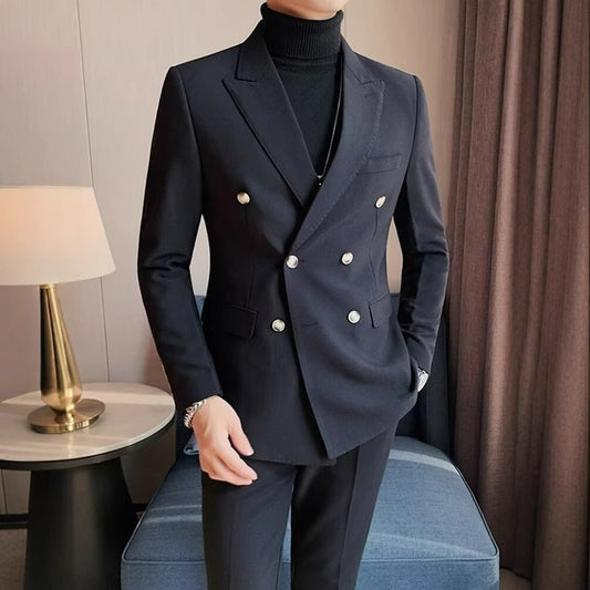 Veste croisée décontractée simple de couleur unie