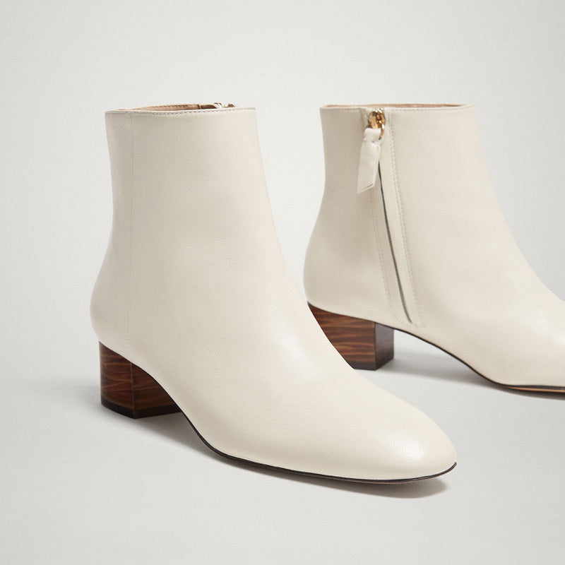 Bottines zippées MD pour femmes, chaussures tout cuir