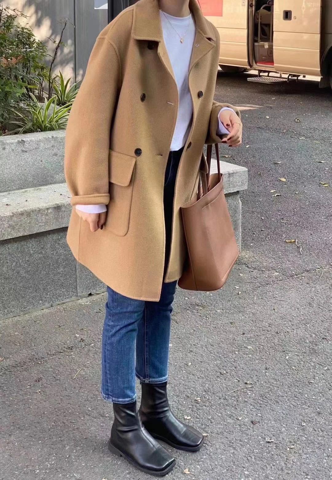 Manteau ample en laine mi-long