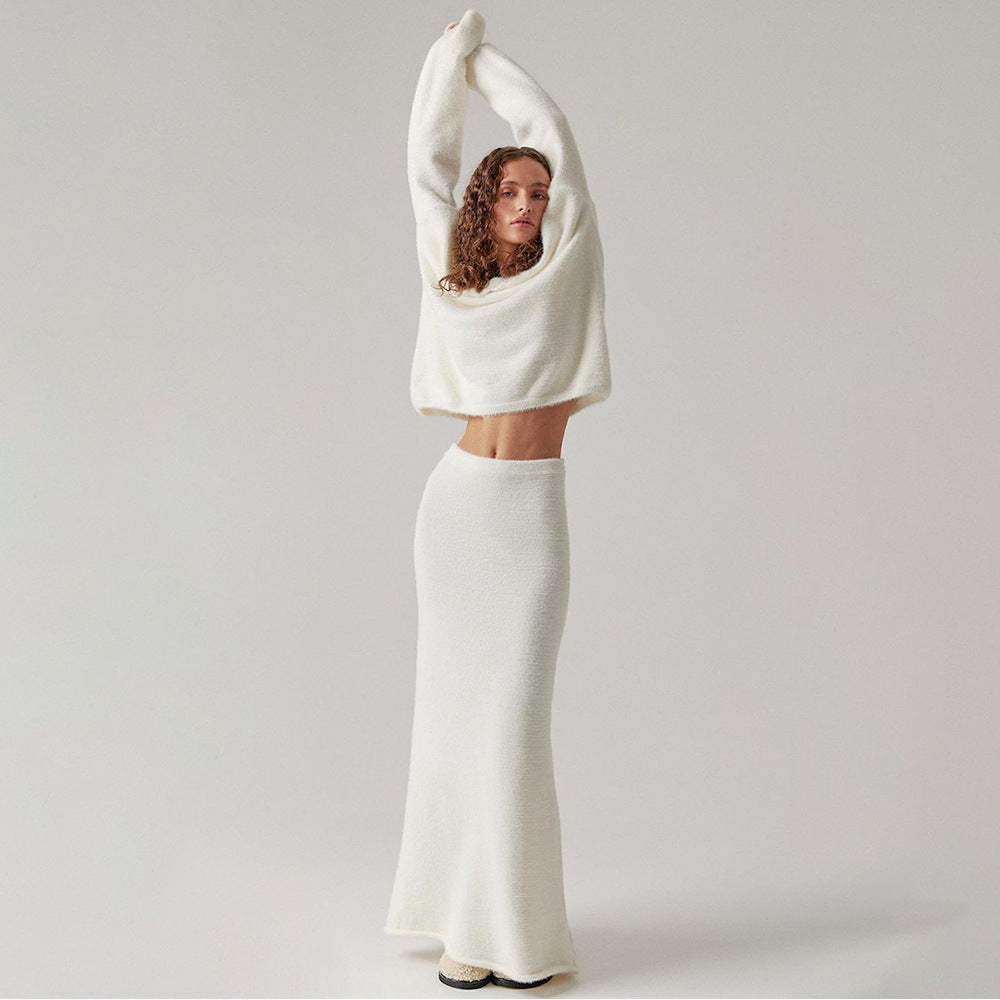 Ensemble pull simple en tricot col V