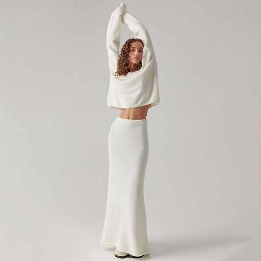 Ensemble pull simple en tricot col V