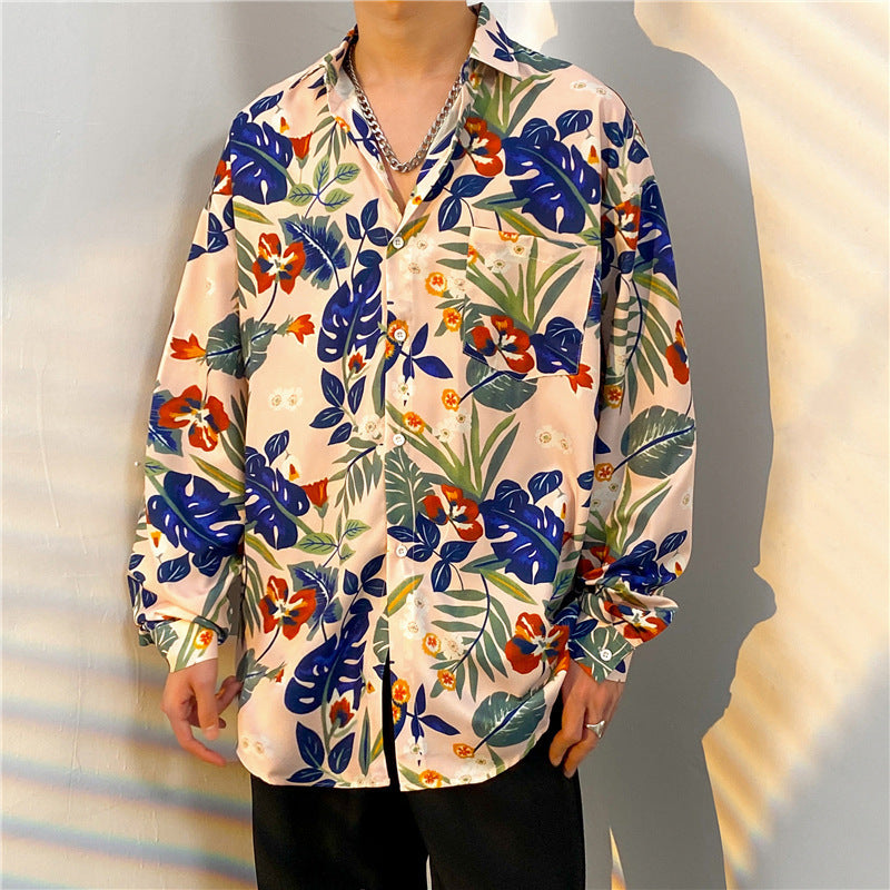Loose Vintage Floral Shirt Long Sleeve