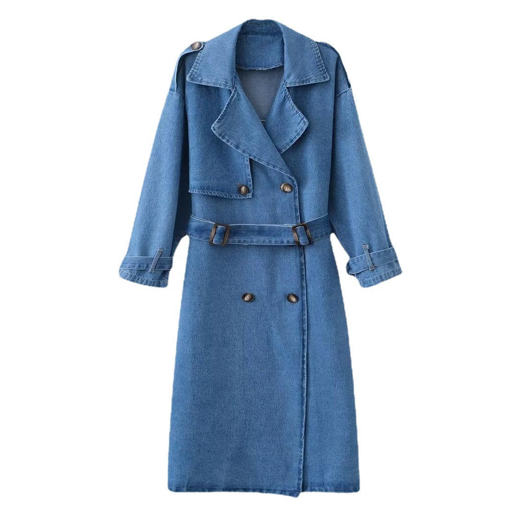 Fashion Double Breasted Belt Trench Coat