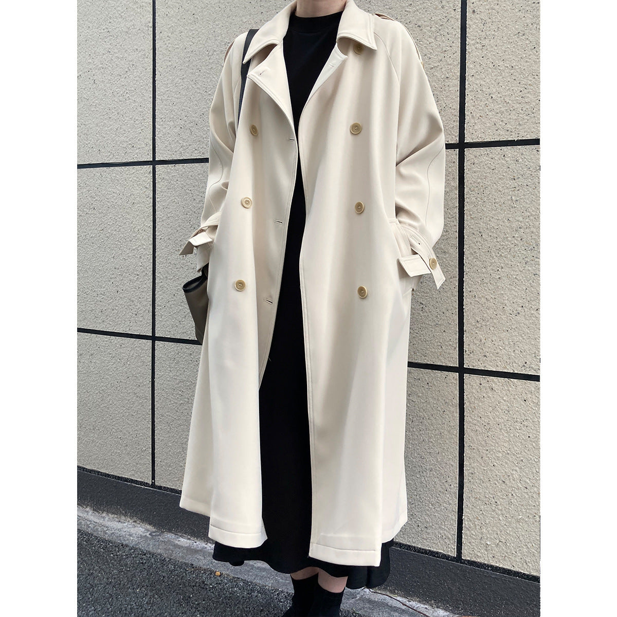 Autumn Drape British Style Loose Mid-length Over-the-knee Windbreaker Jacket Women