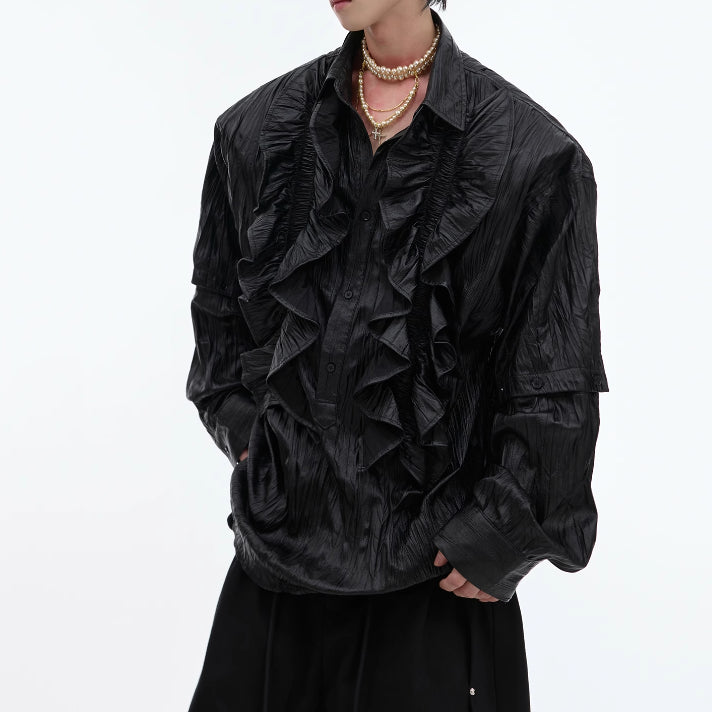 Niche Ruffled Stitching Design Long Sleeve Shirt