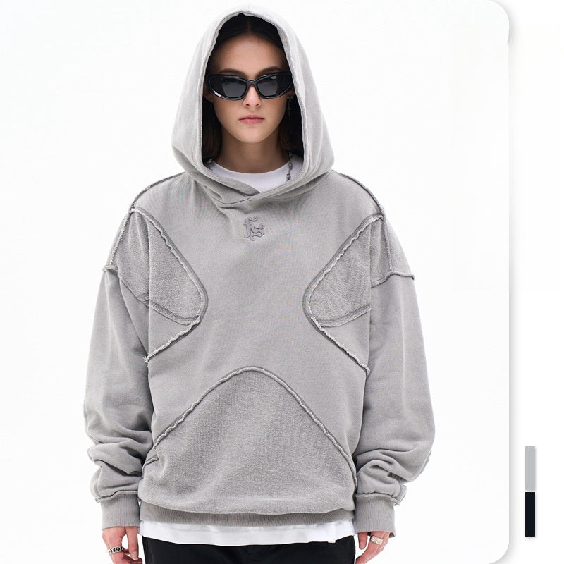 Trendy Brand Personality Reverse Car The Craft Of Design Solid Color High Street Hooded Sweater