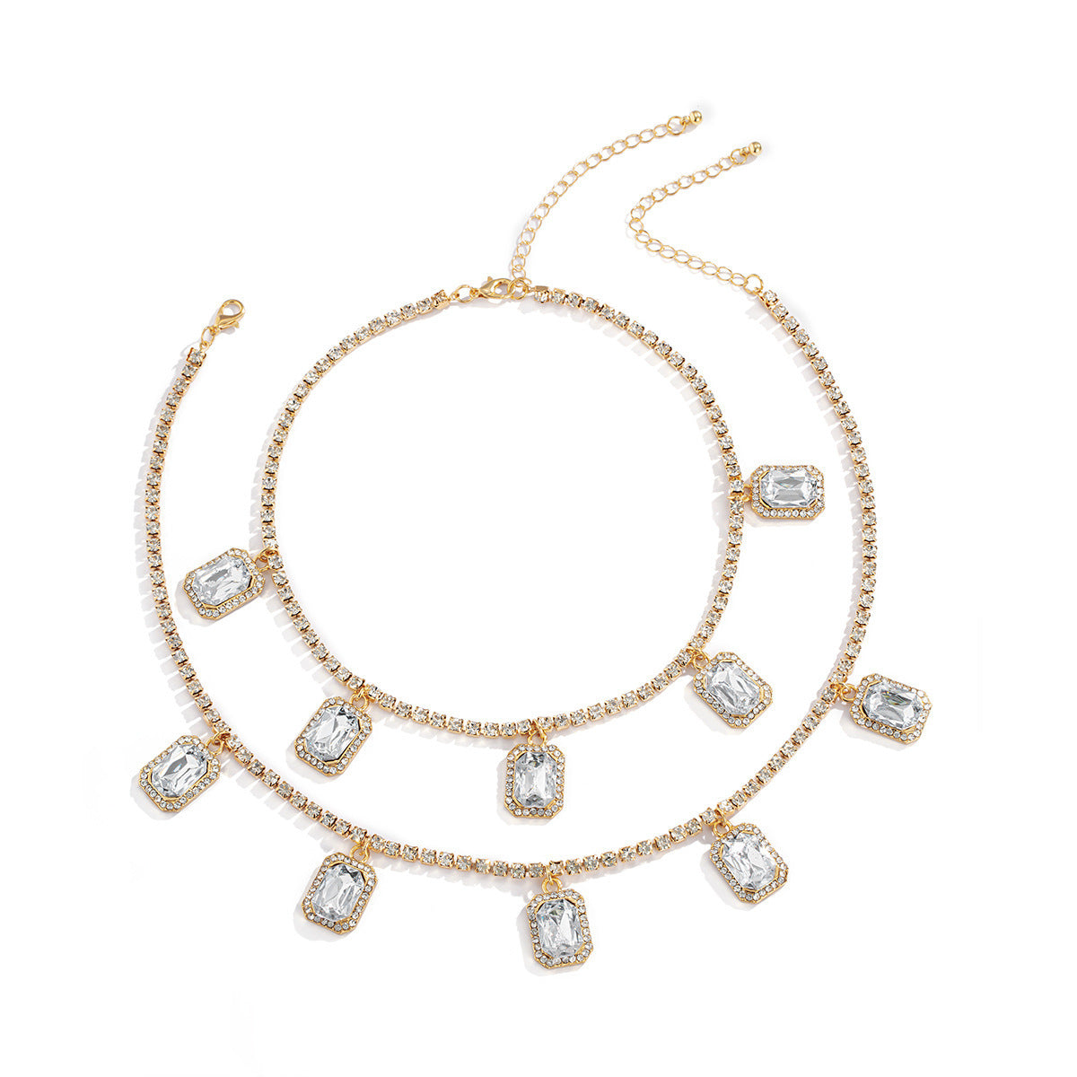 Exaggerated Hip-hop Style Multi-layer Diamond Necklace