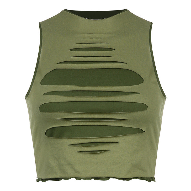 Ensemble gilet et jupe tailleur à franges de champignons irrégulières et perforées